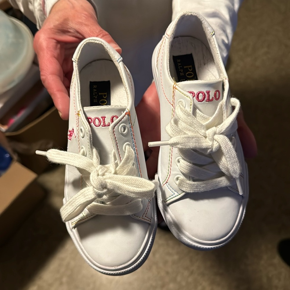 Brand-new girls Ralph Lauren white and pink shoes